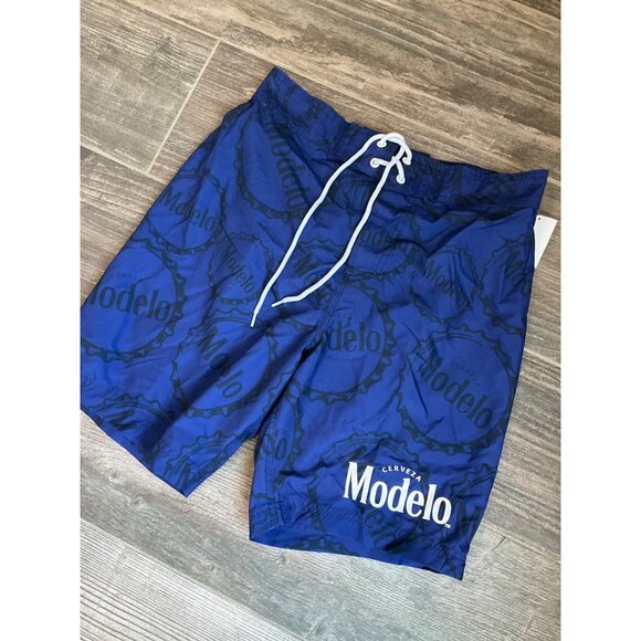 Men's Modelo Especial Print Swim Shorts - Blue Size Small, New - Picture 4 of 5